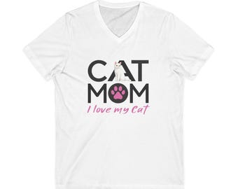 Cat Mom Tee, Cute White Cat Illustration, Cat Lover Gift, Pet Mom Graphic Tee