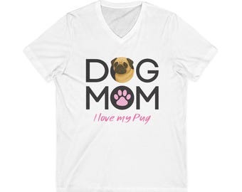 Pug Dog Mom Shirt, I Love My Pugg Tee, Cute Pug Illustration, Dog Lover Gift, Pug Mom T-Shirt, Pet Mom Graphic Tee