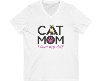 Cat Mom Tee, Cute Siamese Cat Illustration, Cat Lover Gift, Pet Mom Graphic Tee