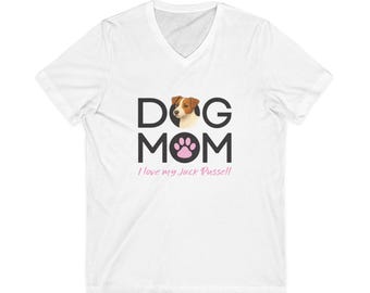 Jack Russell Dog Mom Shirt, I Love My Jack Russell Tee, Cute JRT Illustration, Dog Lover Gift, Jack Russell Mom T-Shirt, Pet Mom Graphic Tee