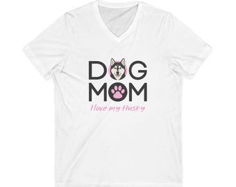 Husky Dog Mom Shirt, I Love My Husky Tee, Cute GSD Illustration , Dog Lover Gift, Husky Mom T-Shirt, Pet Mom Tee