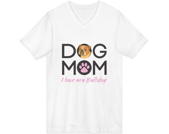 Bull Dog Mom Shirt, I Love My Bull Dog Tee, Cute Bulldog Illustration, Dog Lover Gift, Boxer Mom T-Shirt, Pet Mom Graphic Tee