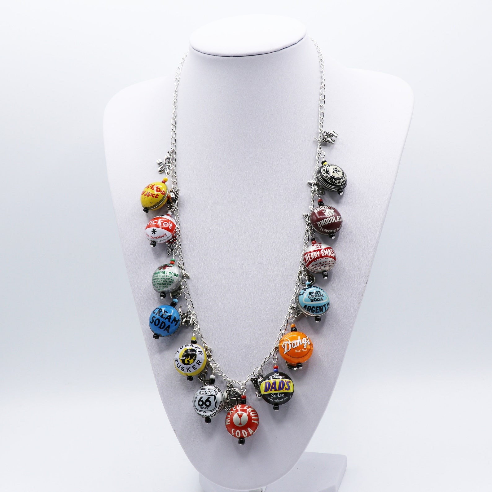 Long Bottle Top Necklace on Silver Plated Chain With Silver Etsy UK