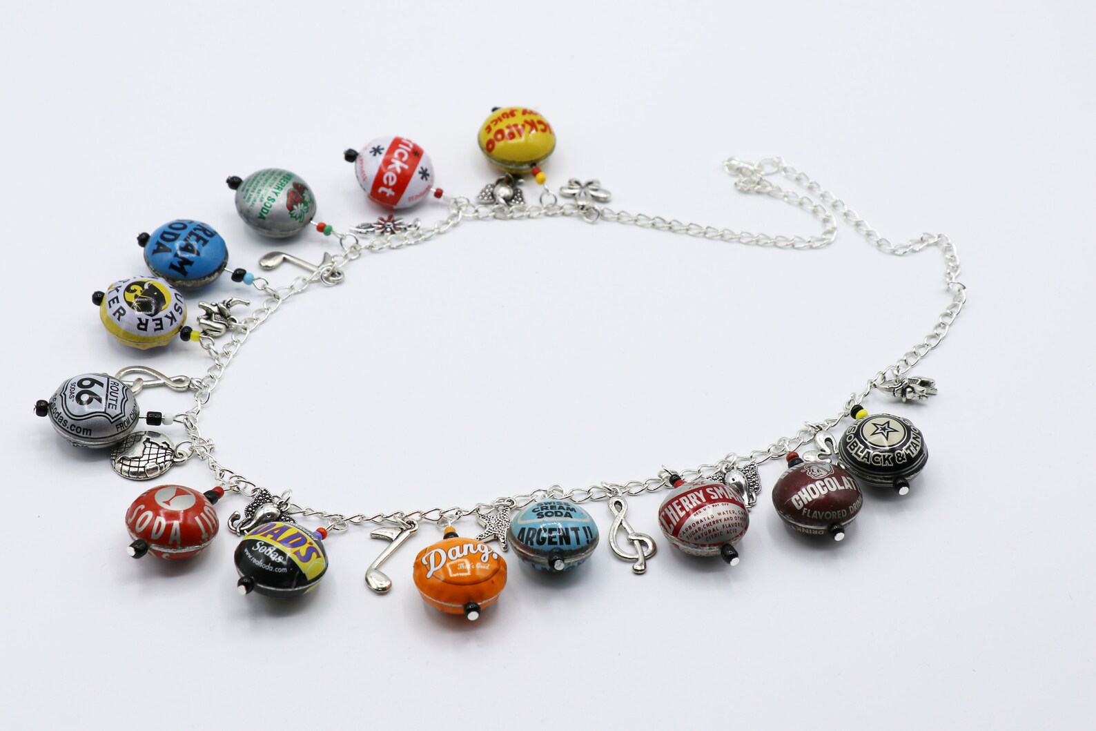 Long Bottle Top Necklace on Silver Plated Chain With Silver Etsy UK