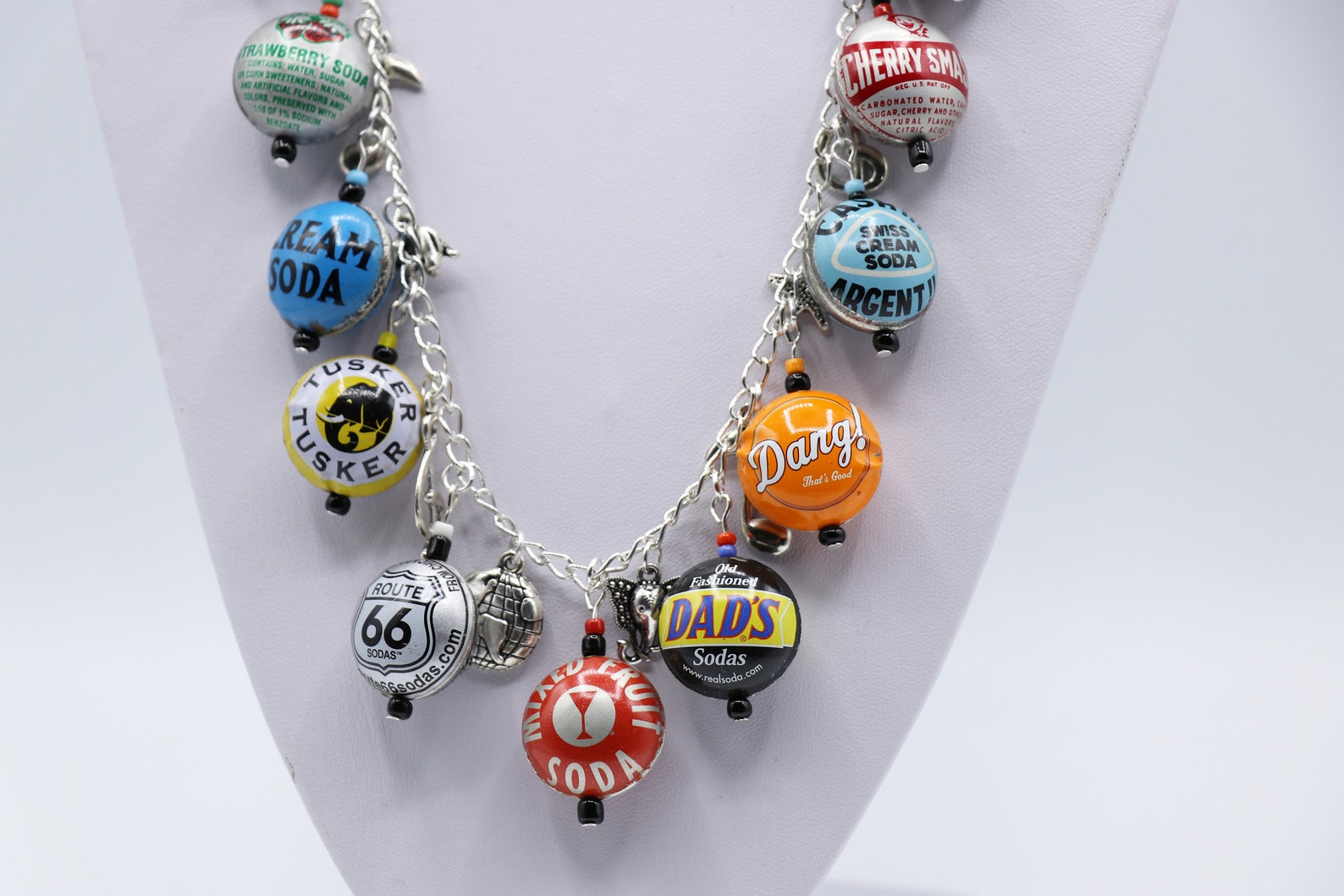 Long Bottle Top Necklace on Silver Plated Chain With Silver Etsy UK