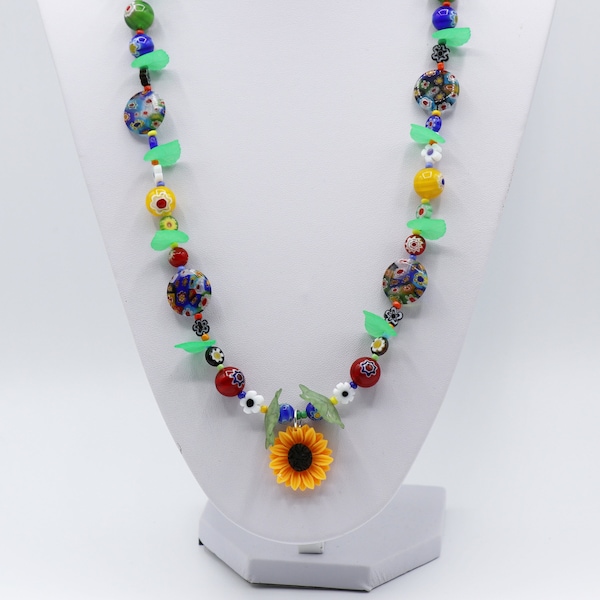 Long Flower Necklace Etsy