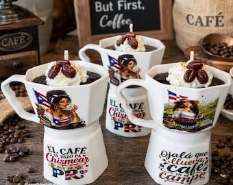 Candela Greca/candela per moka/portoricana/dominicana/candela da caffè/tazza greca riutilizzabile/candela per moka riutilizzabile/caramello macchiato