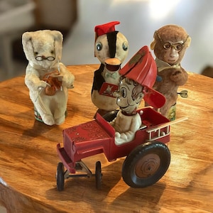 Vintage CLOCKWORK TOYS Lot of Four Toys Parts and Restoration