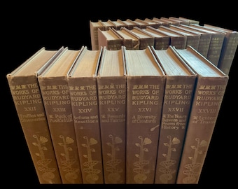 The WORKS of RUDYARD KIPLING 26 Volumes Antique Set of Books Jungle Book