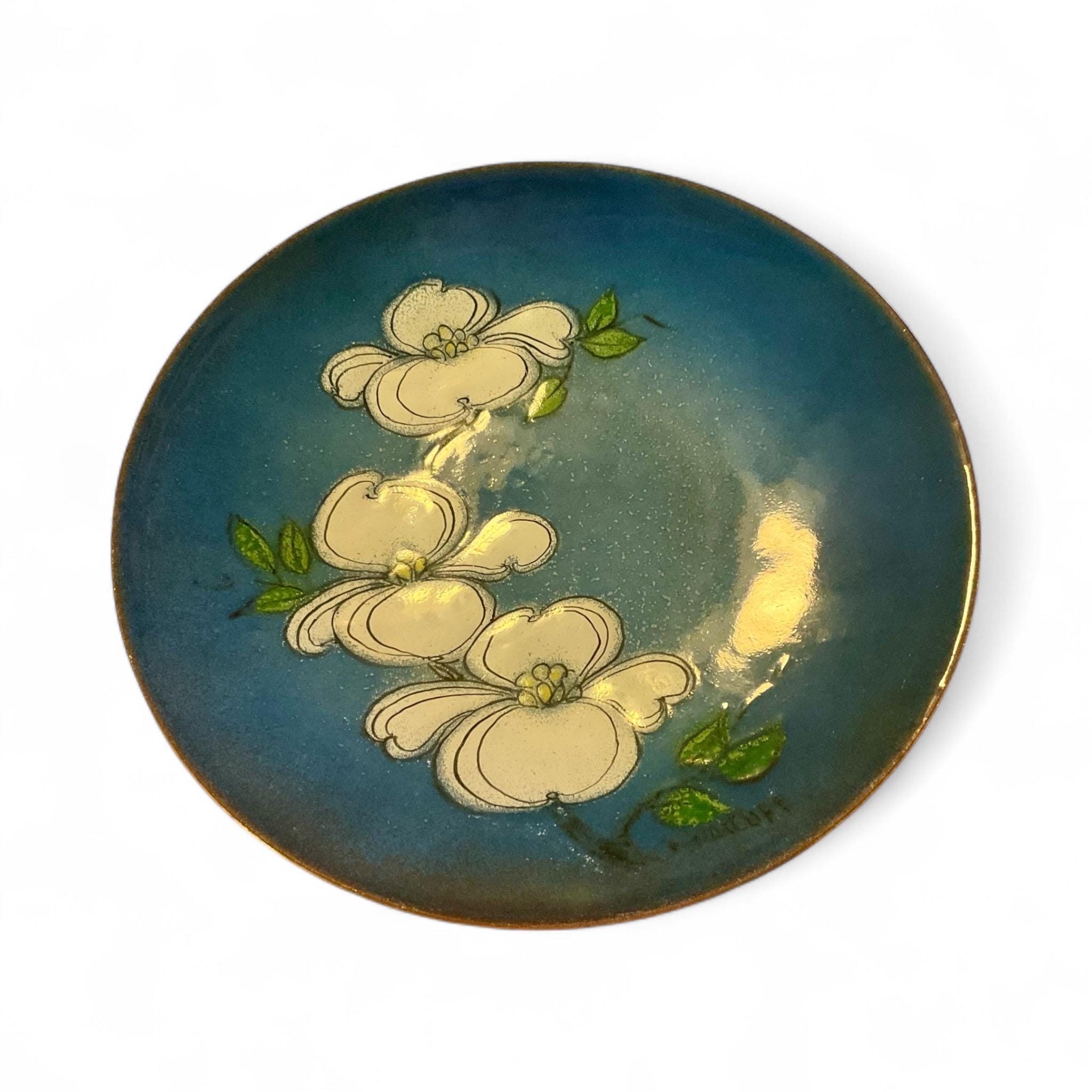 Vintage Mid Century COPPER ON ENAMEL Plate Signed Margaret Ratliff