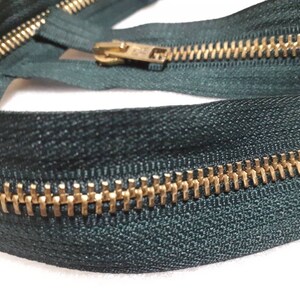 Zipper, separable, metal, green