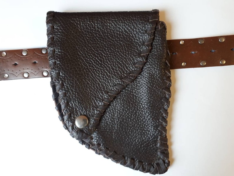 with tunnel Belt bag real leather