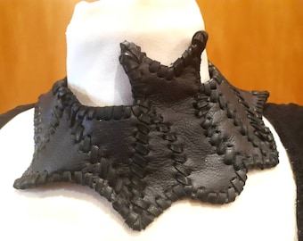 Black bat as a leather collar