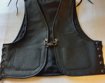 Children's biker vest, real leather, from 3 years