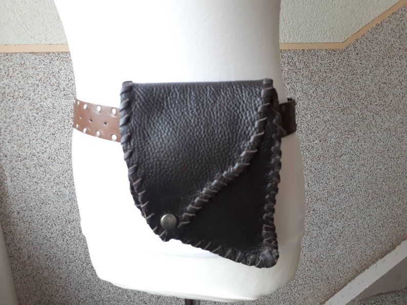 with tunnel Belt bag real leather