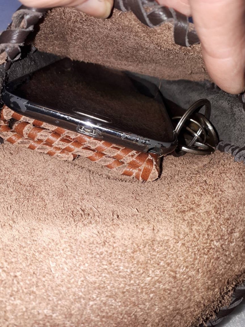 with tunnel Belt bag real leather