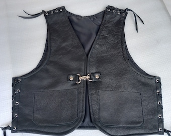 Black leather vest for children aged 6 and over