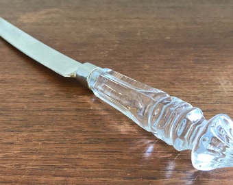Shannon Crystal Handle Cake Knife, Stainless Steel Blade, Irish Cut Crystal, Made In Dublin Ireland, Vintage Cake Knife
