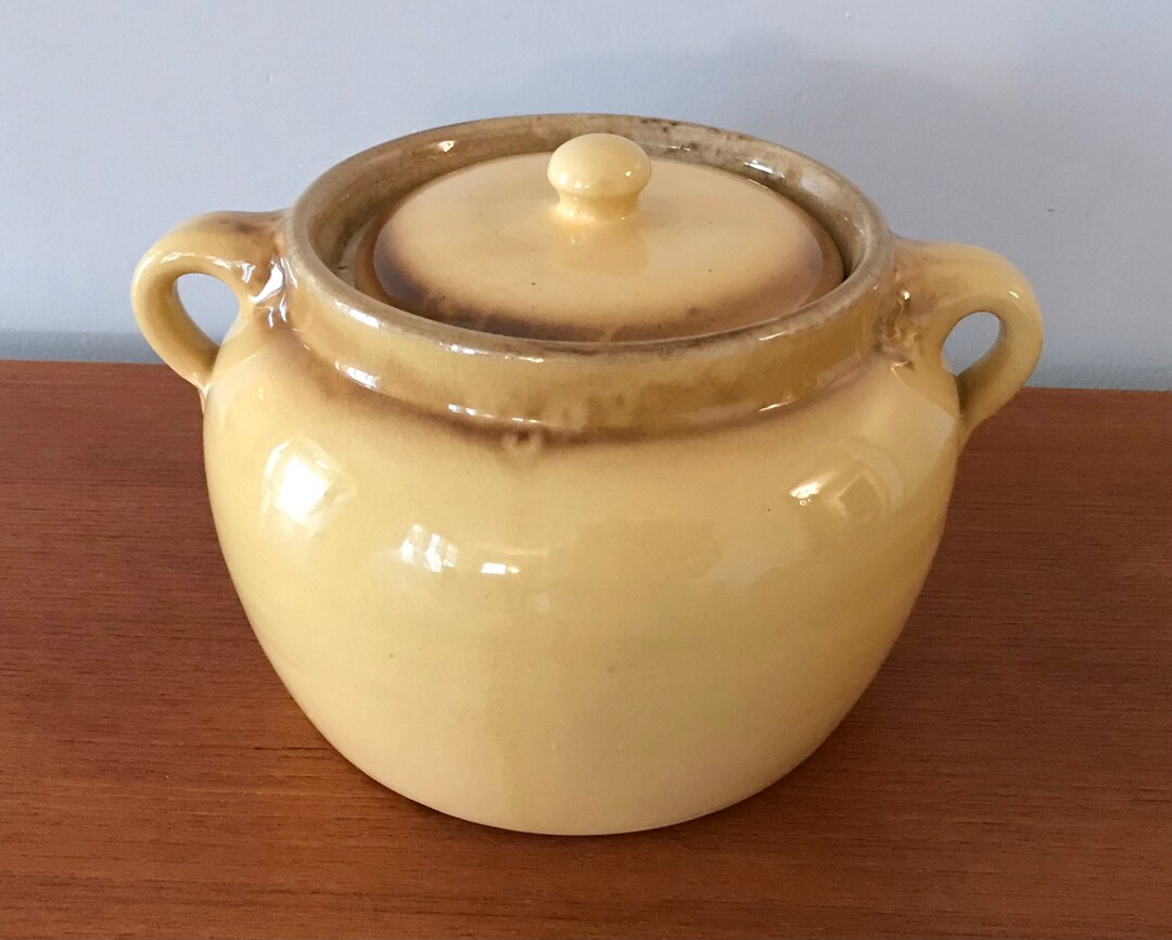 Vintage Madalta Pottery Radcliffe Alberta Yellow Ware Bean Pot, Double