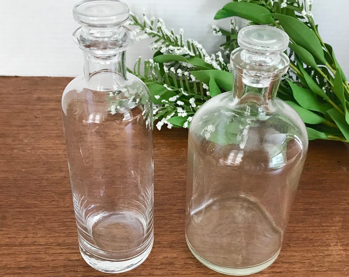 Vintage Pyrex Apothecary Bottle & Cylindrical Shaped Apothecary Bottle