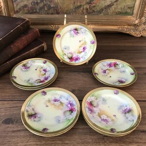 Antique Hand Painted Floral Dessert Or Bread Plates, Set Of 8