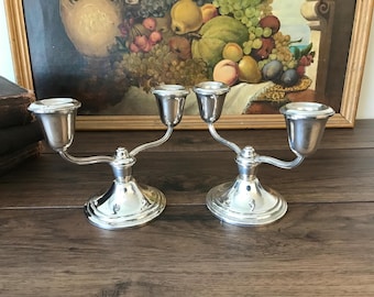 Pair of Newport ‘Old French’ Sterling Silver Candelabra, Weighted Bases