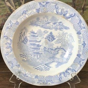 Antique Victorian J & MP Bell And Co Blue Willow Small Soup Bowl, Glasgow Scotland
