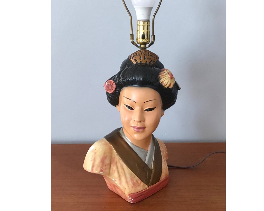 Vintage Chalkware Geisha Girl Lamp 1940s or 1950s European Etsy