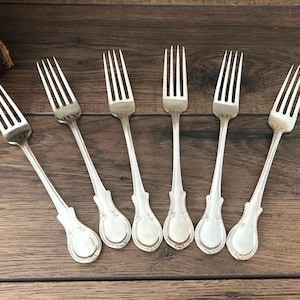 Antique Victorian 1850 Sheffield Silver Plate Dinner Forks, Set Of 6