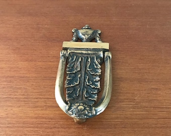Antique Solid Brass Adams Style Door Knocker, Acanthus Leaf Design