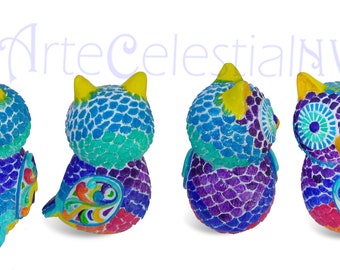 Celestial Owl Hand-Painted Decorative Art by Nicolás Vargas