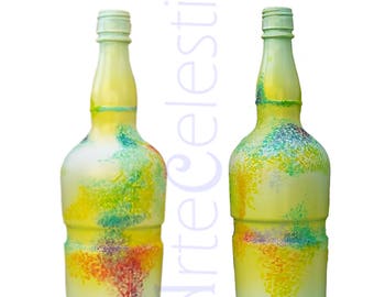 pointillism abstract hand-painted bottle