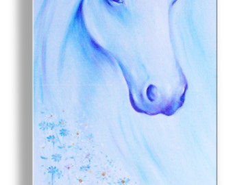 Whispers of Grace – Ethereal White Horse - Hand-made painting