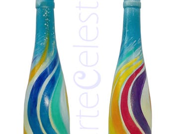 Hand-Painted Color Twister Bottle – A Vortex of Vibrance in Glass