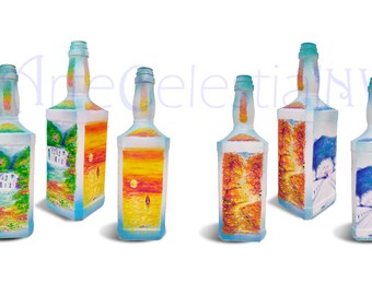 Hand-Painted Four Seasons Bottle – A Year of Beauty in Glass