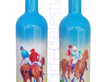 Hand-Painted Equestrian Elegance in a glass bottle
