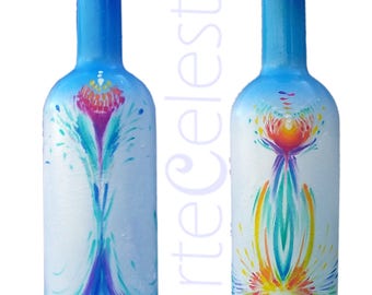 Hand-Painted Abstract Fountain of Life Bottle – Vitality in Motion