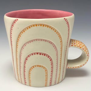 Dot Mug | | Coffee Mug | Handmade Mug | Ceramic Mug | Contemporary Ceramics | Modern Mug | Pink Mug | Tea Mug | Rainbow Mug
