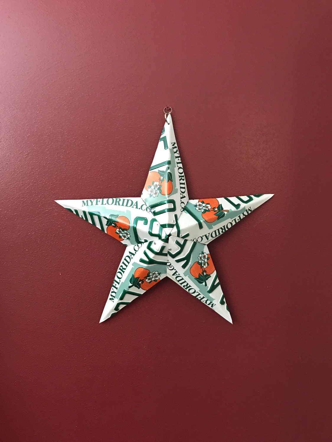 Florida License plate star made from real license plates metal Etsy