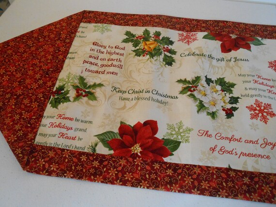 Table Runner Dresser Scarf Christmas Sayings Red White Etsy