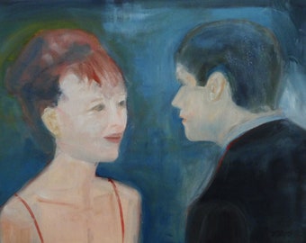 CAREY MULLIGAN, An Education, Dance Scene. Original Portrait Figurative Oil Painting. Varnished.