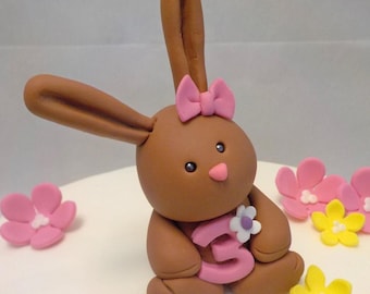 Fondant Bunny Cake Topper: Custom Birthday, Baby Shower Decor