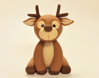 Fondant Brown Reindeer Cake Topper: Forest Animal, Birthday, New Baby Decor