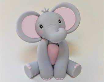 Fondant Elephant Cake Topper: Pink Baby Shower, 1st Birthday