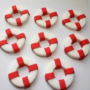 Fondant Life Preserver Cake Toppers Qty. 6 Nautical Ocean Boat Beach Pool Party 1st Birthday Baby Shower Nautical Birthday Sailboat