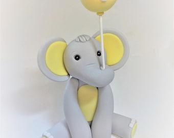 Fondant Elephant with Balloon Cake Topper 3.5 inches Color Optional 1st Birthday Baby Shower