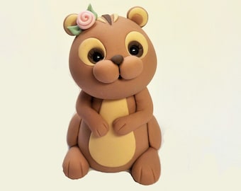 Fondant Squirrel Cake Topper: Woodland Baby Shower Decor