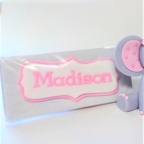 Fondant Cake Name Plaque Pink Decoration Plate Color Optional Etsy