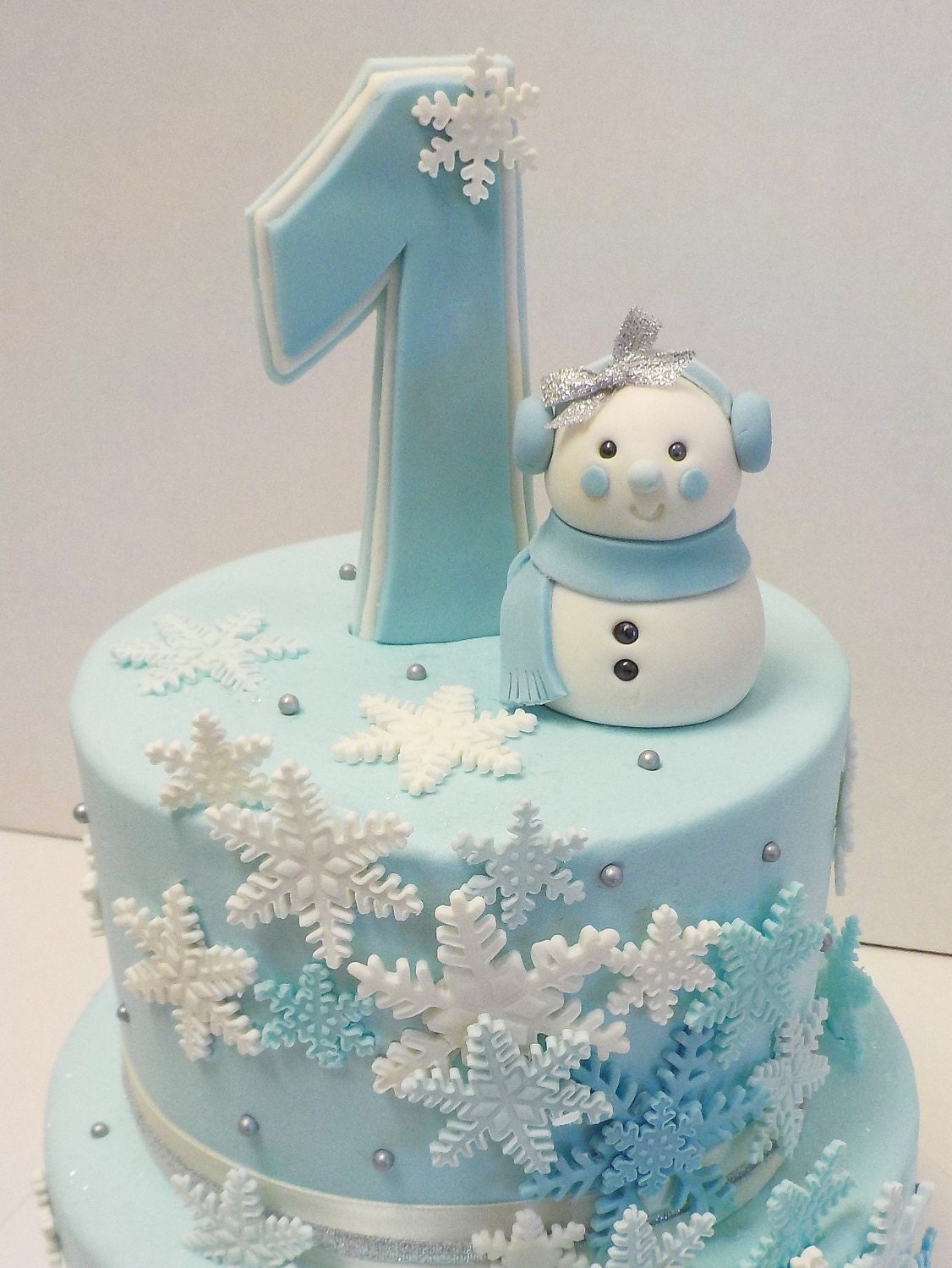 HCRXVV Décoration de gâteau pour fille - Décoration d'anniversaire avec  flocon de neige - Bleu glacé - Décoration de gâteau pour enfants -  Décoration