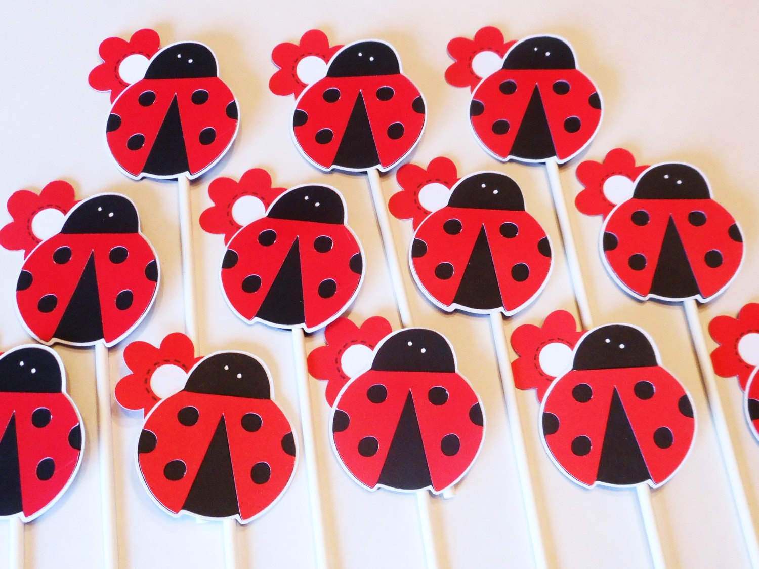 Ladybug Cupcake Toppers 1st Birthday Baby Shower Garden Party Etsy